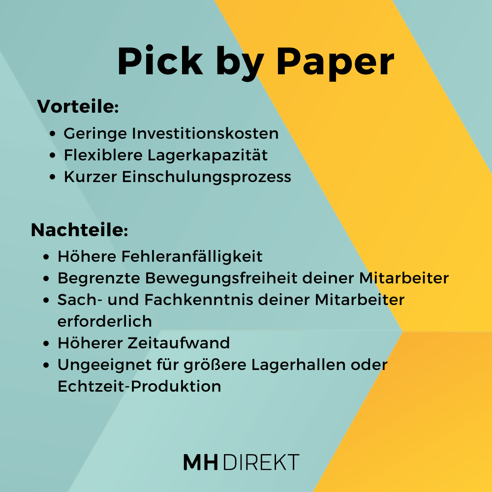 Kommissioniermethoden Pick by Paper